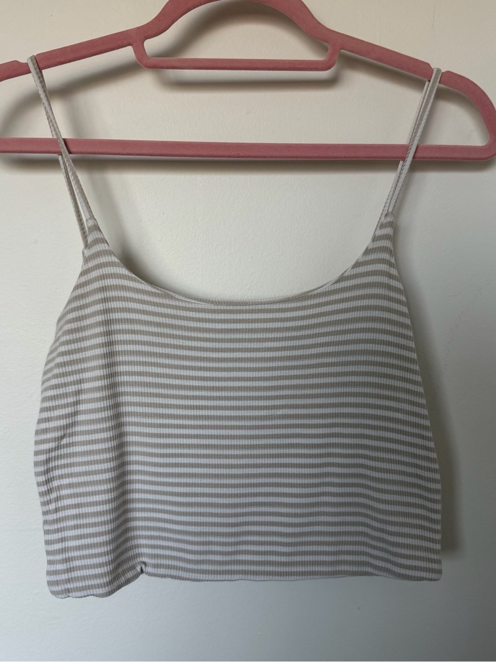 bp Striped Beige & White Cropped Tank Top
